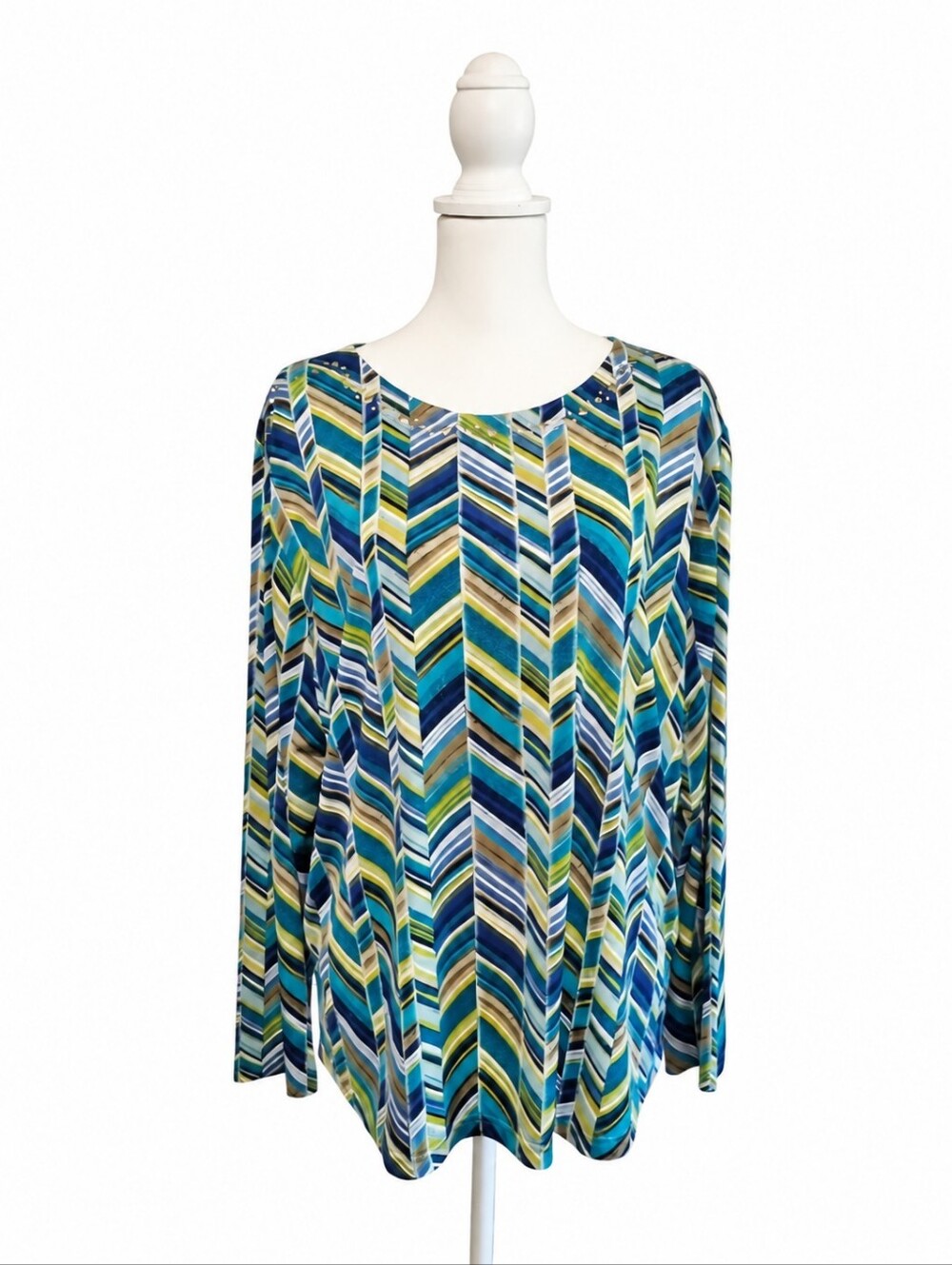 Fall Top. Southern Lady Graphic Blue Green Relaxed Blouse